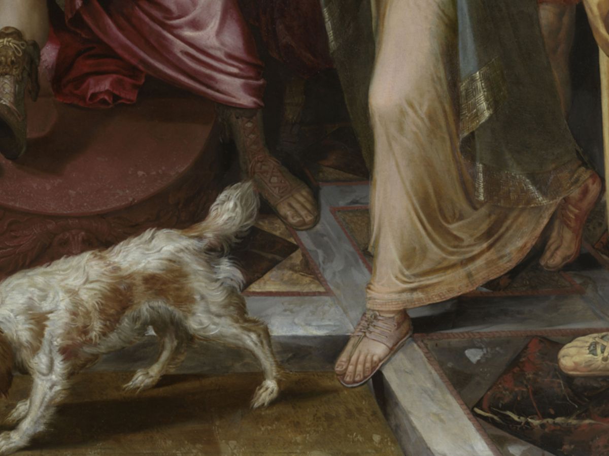 Fragment uit 'Het oordeel van Salomo' van Frans Floris - KMSKA